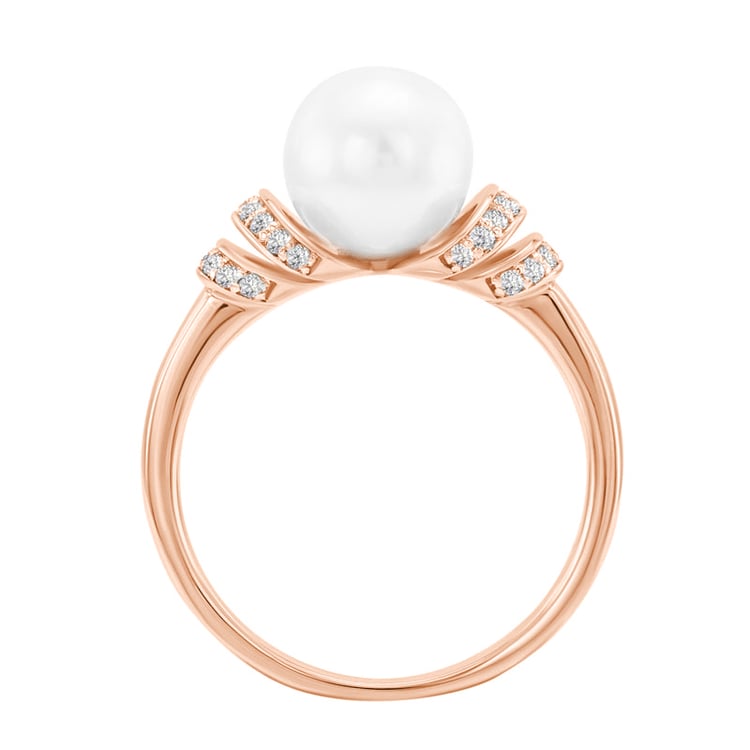 Perlenring aus Rosegold mit Seitendiamanten 31180