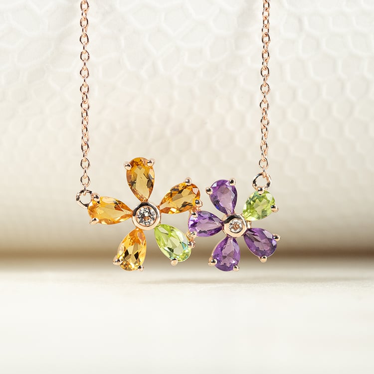 Edelsteinblüten in Halskette Iany 134055