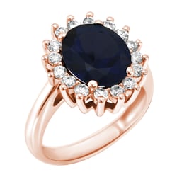 Goldener Ring mit blauem Saphir und Diamanten Tubiah