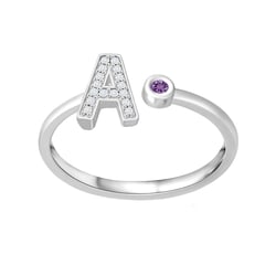 Ring mit Diamanten mit Buchstaben und Edelstein nach Wahl Armand