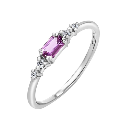 Ring mit Saphir in Emerald Form und Diamanten Taia
