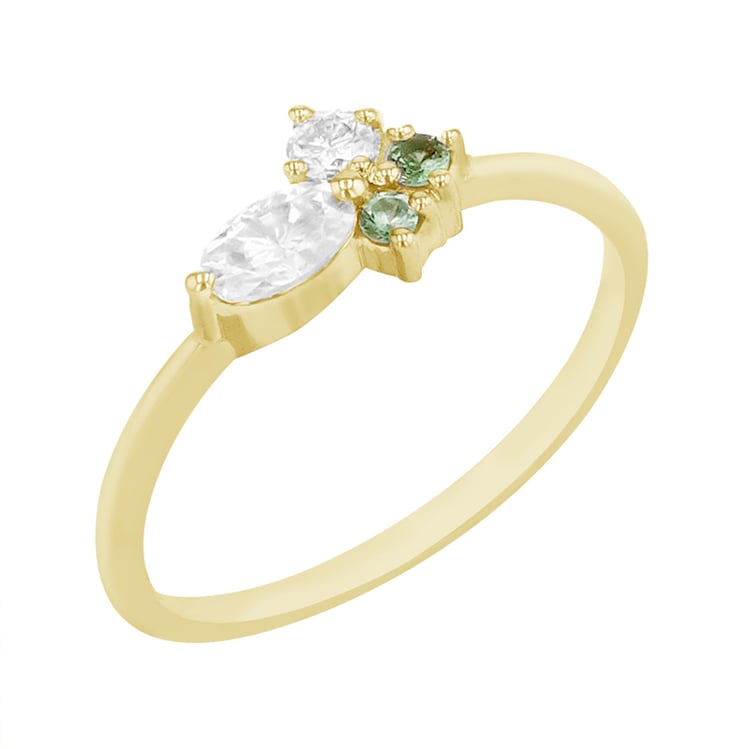 Zarter Ring mit Moissaniten und Tsavorit-Granaten Lowri