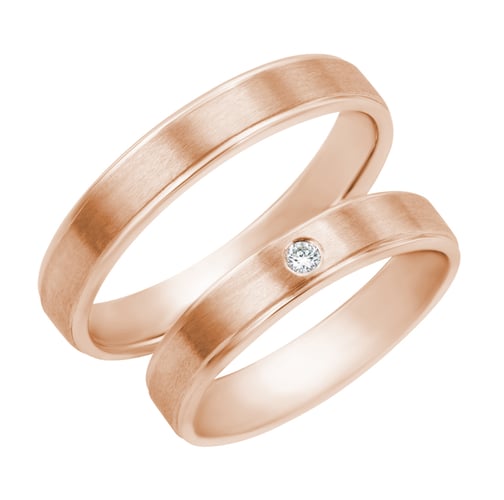 Goldene Eheringe mit Diamant Jans