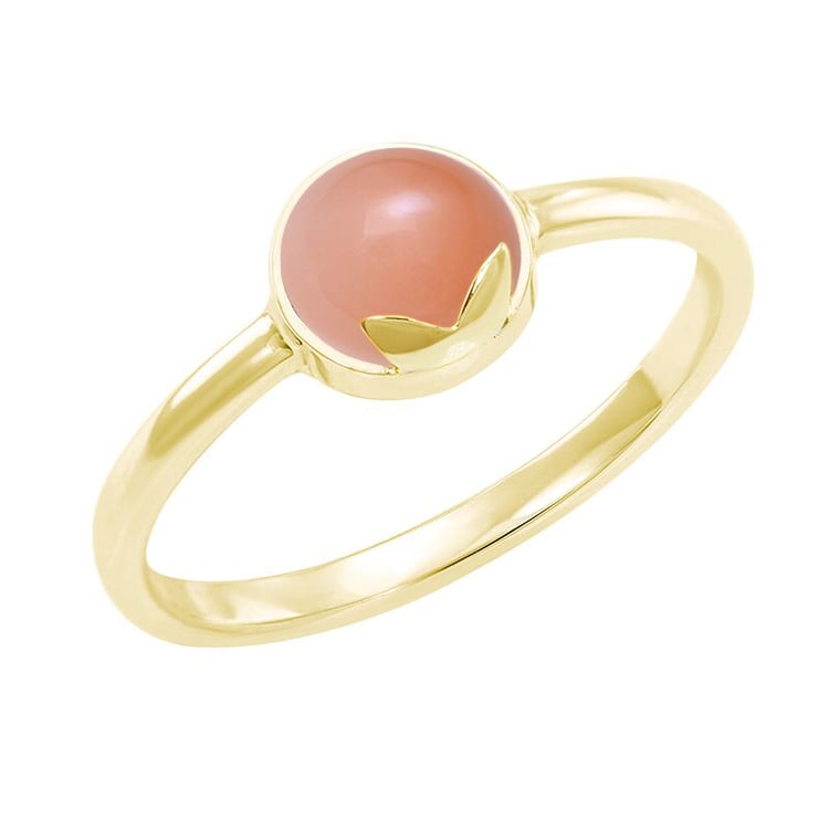 Goldring mit Cabochon-Mondstein in Peach Yana