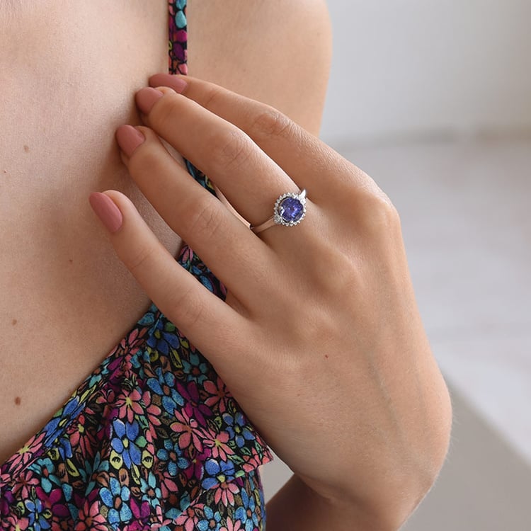 Goldring mit Tansanit und Diamanten Evly 67761