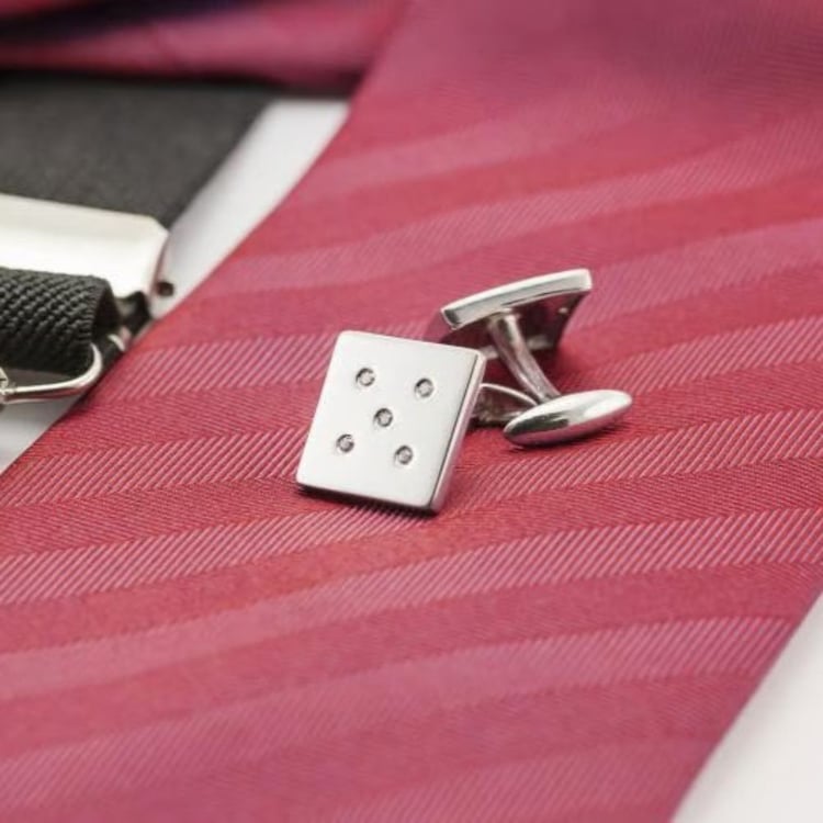 Manschettenknöpfe aus Silber quadratisch mit Diamanten Olmey 165318