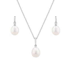 Goldenes Schmuckset mit Perlen und DIamanten Dudey