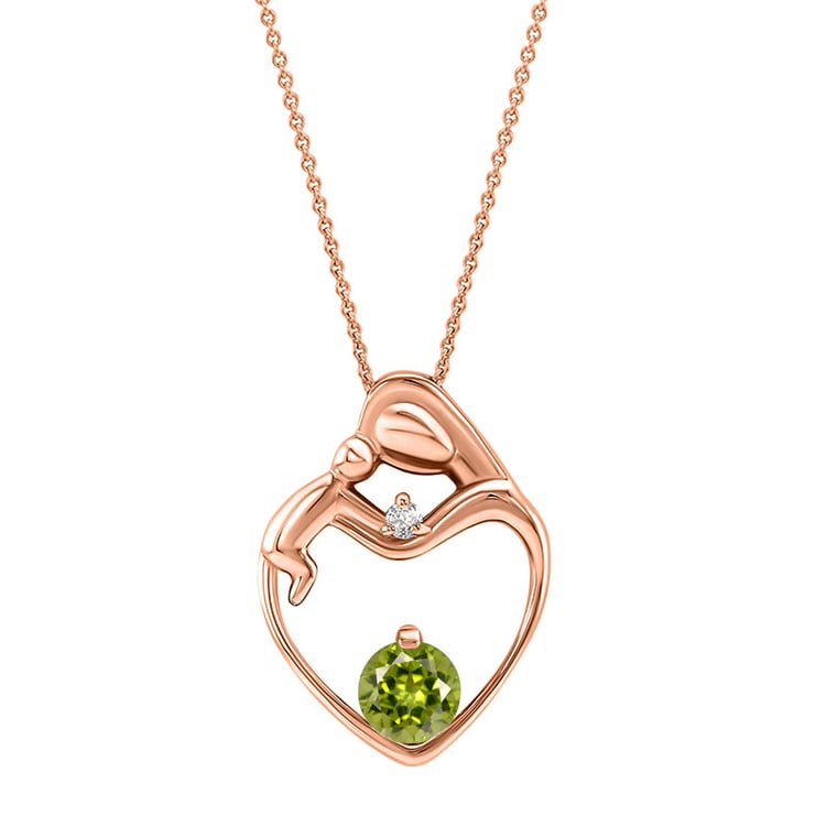 Rosegold Anhänger mit Olivin und Diamanten Mutter und Kind 24317