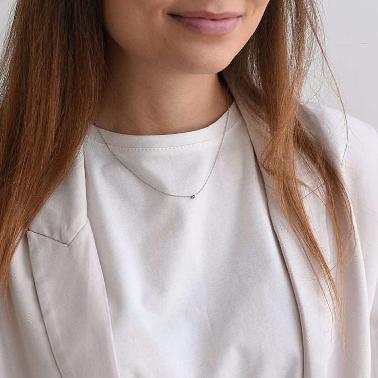 Minimalistische Halskette aus Platin mit schwarzem Diamant Glosie 71417