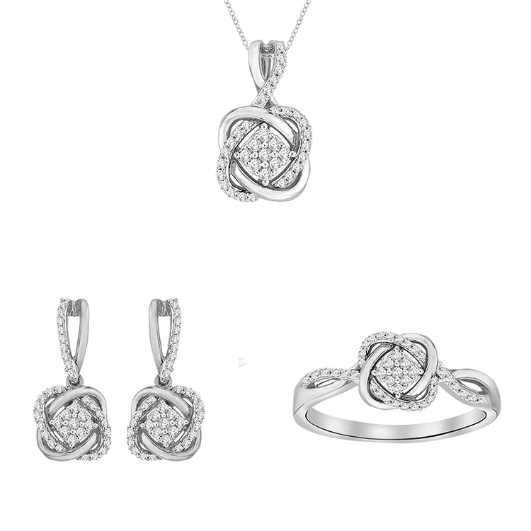 Goldenes geflochtenesSchmuckset mit Diamanten Emre 95251