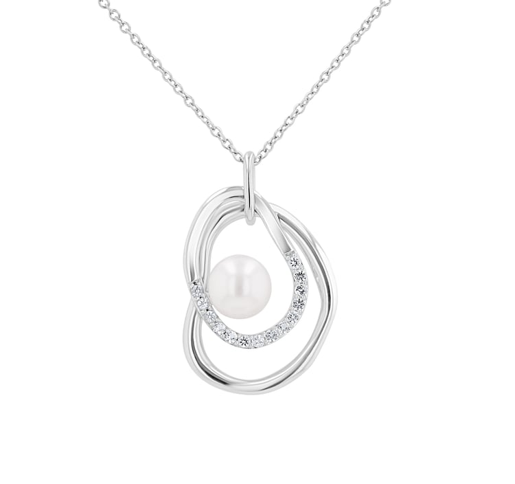 Silberner Perlenanhänger mit weißen Topasen Fenella 164094