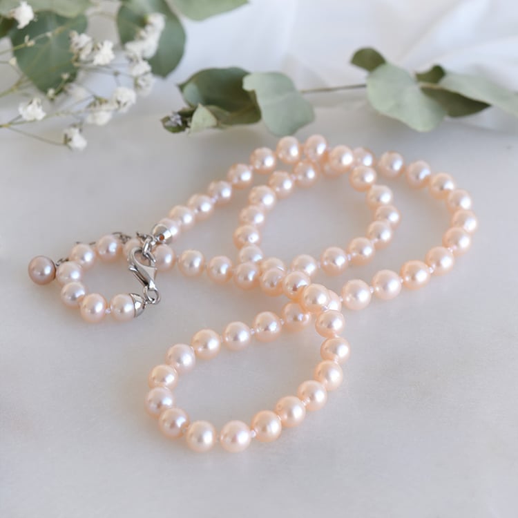 Halskette aus pfirsichfarbenen Perlen Casimiro 87923