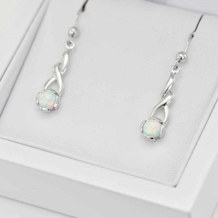 Silberne Ohrringe mit weißen Opalen Cyrus 20885