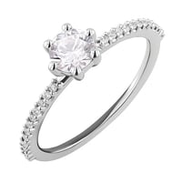 Silberner Verlobungsring mit Moissanit und Lab Grown Diamanten Cynthia
