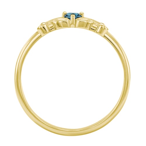 Ring mit herzförmigem Topas und Notenschlüssel Akant