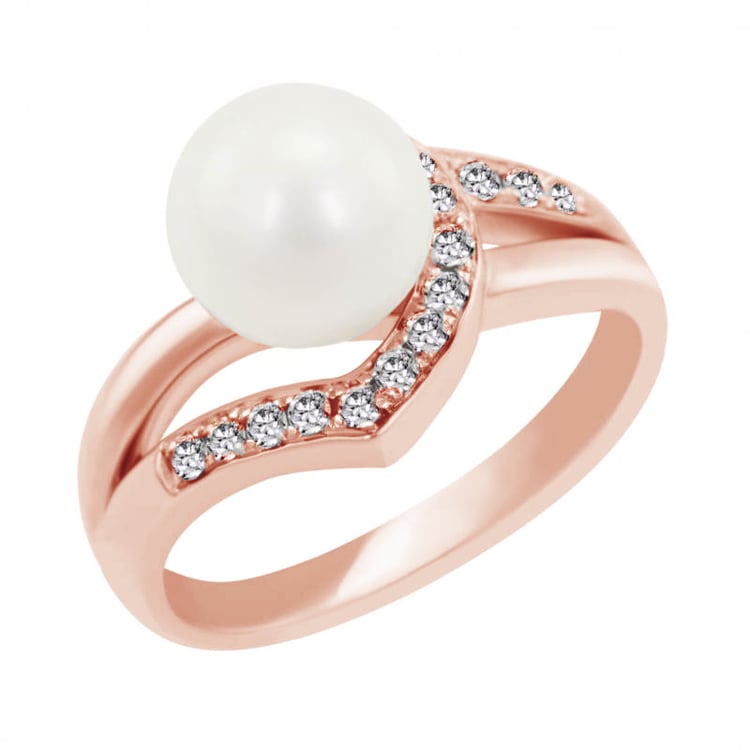 Rosegold Diamantring mit Perle 79288
