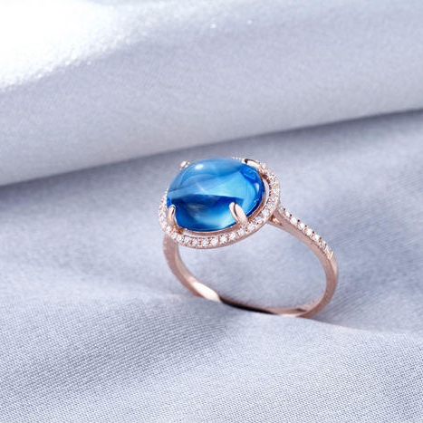 Rosegold Ring mit Diamanten und Topas 2074