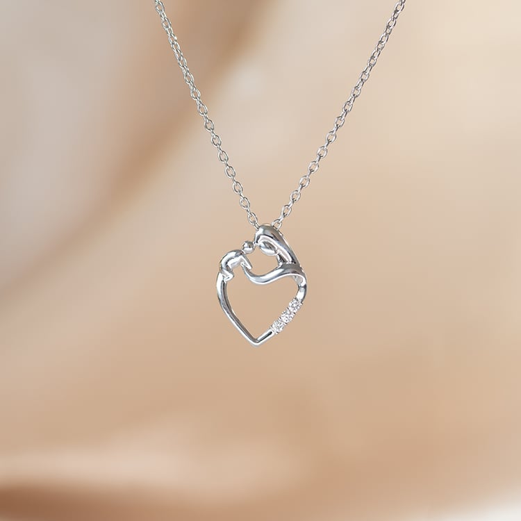 Silberner Anhänger Mutter und Kind mit Lab Grown Diamanten Eisa 99681