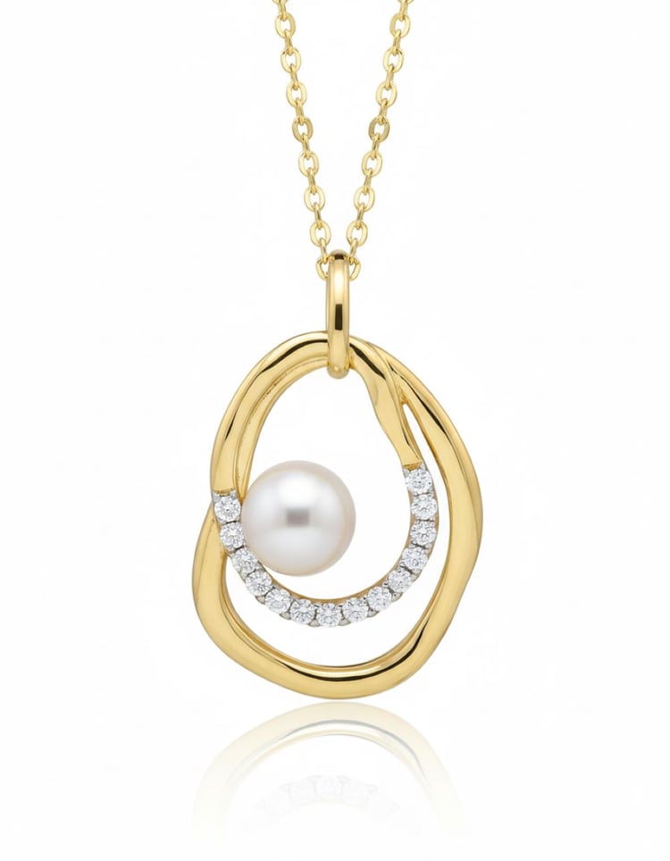 Silberner Perlenanhänger mit weißen Topasen