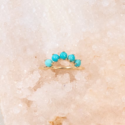 Goldener Ring in V-Form mit Türkisen Casey