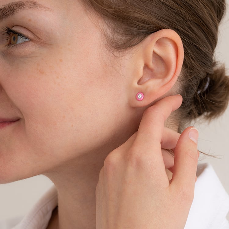 Ovale Ohrstecker aus Keramik mit Lab Grown Diamanten Ethel 122080