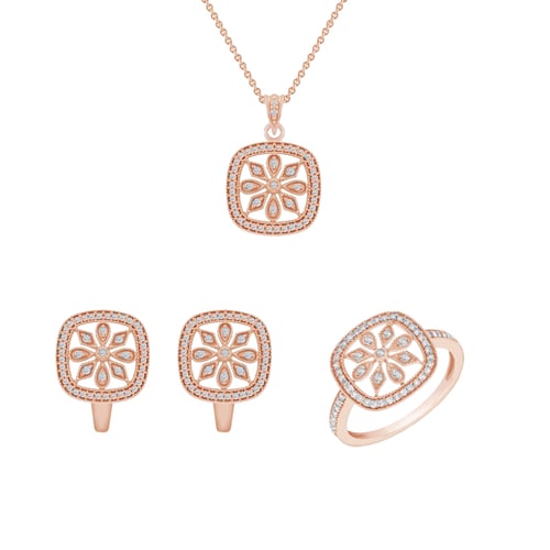 Goldenes Schmuckset mit Diamantenblüten Verity