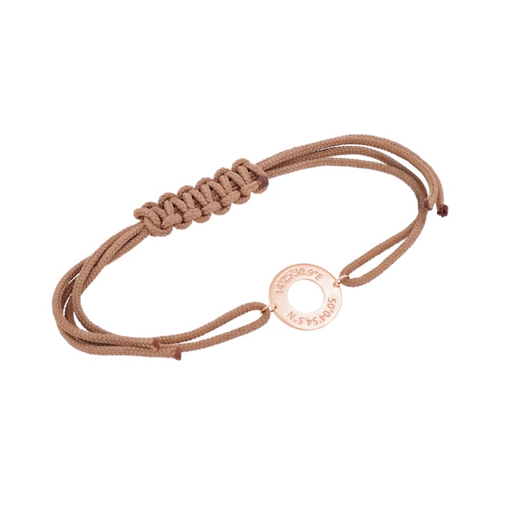 Silbernes String-Armband für Herren mit gravierten Wunschkoordinaten Conan 112367