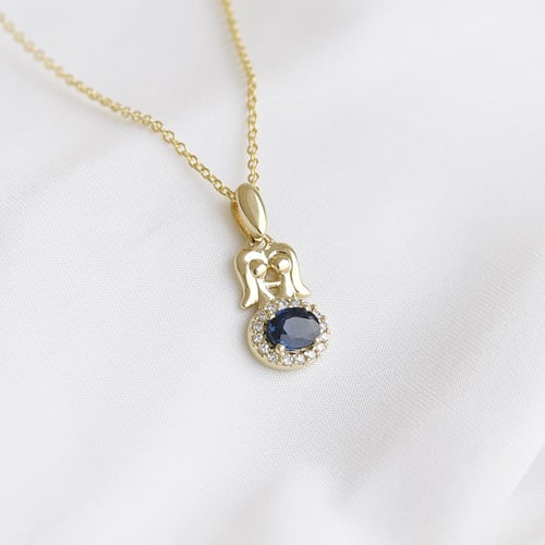 Anhänger im Zeichen Zwillinge mit Saphir und Diamanten Gémini