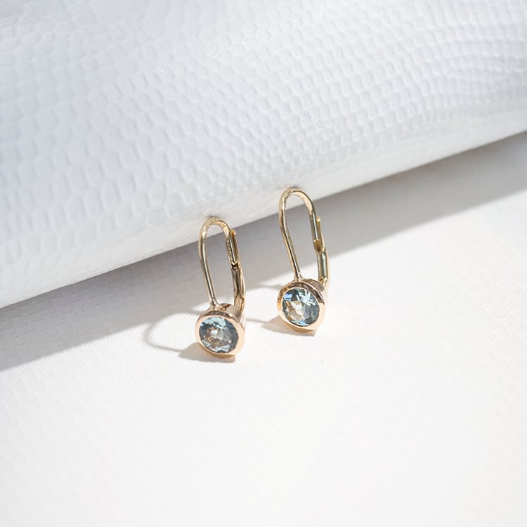 Goldene Hängeohrringe mit Aquamarinen Vega 111596