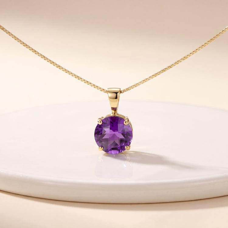 Goldene Halskette mit Amethyst 170699