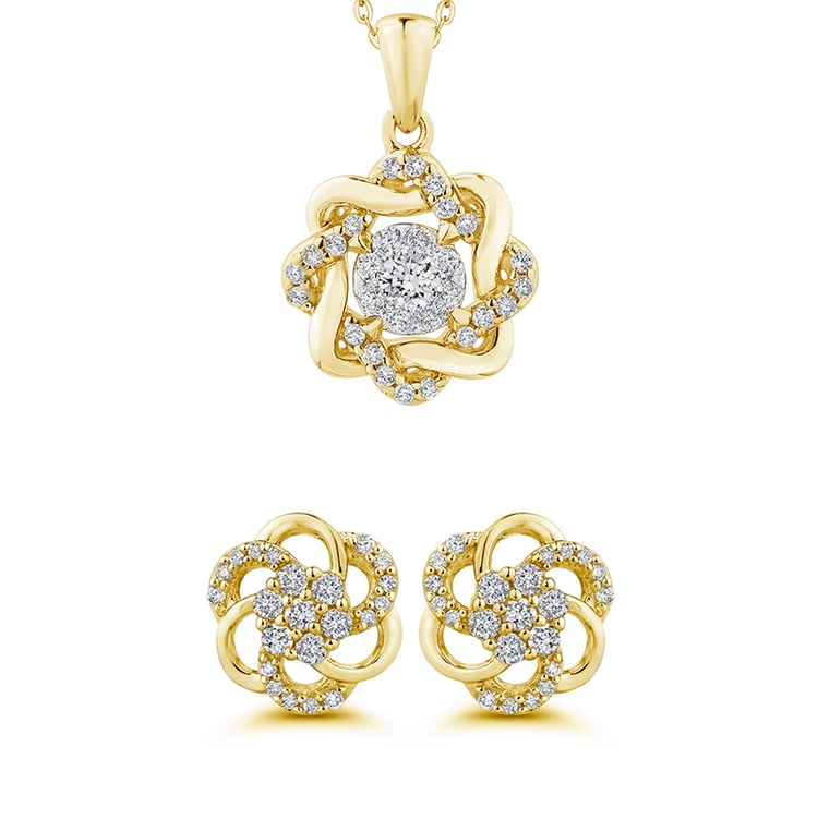 Diamantschmuck Set in Blumenform Crisanta 146986