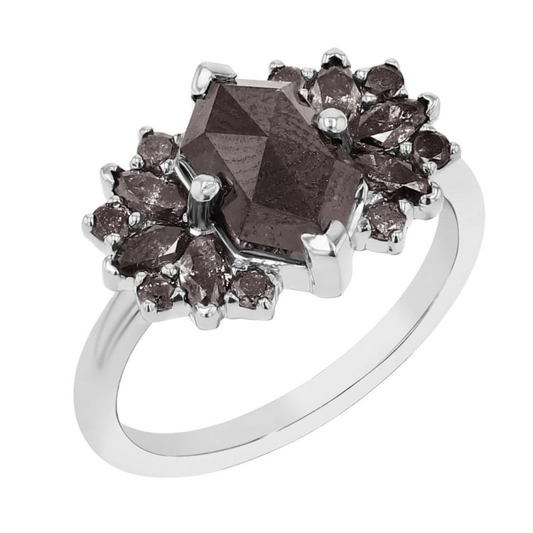 Atypischer Goldring mit Salt and Pepper Diamanten Kacey