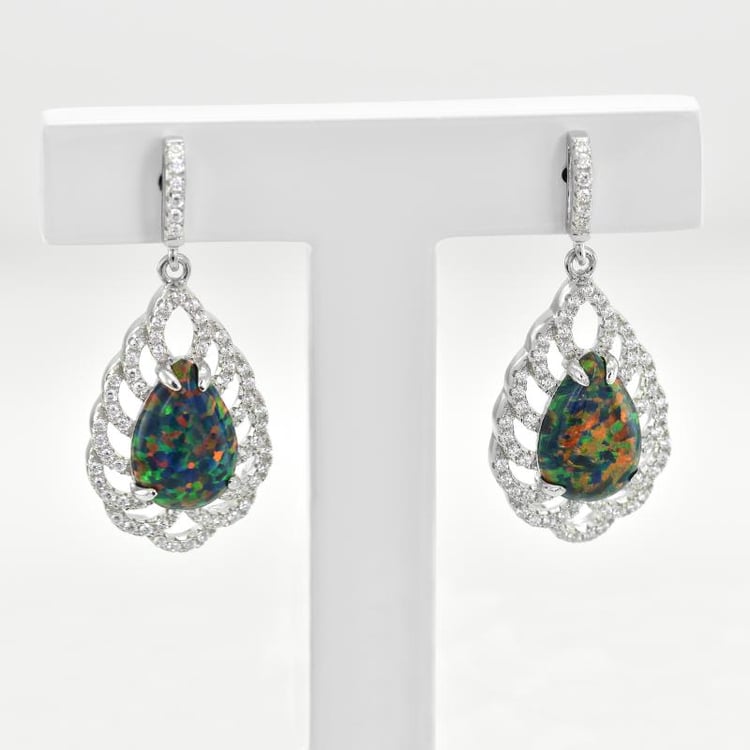 Silberne Ohrringe mit Opalen und Zirkonia Remey 44741