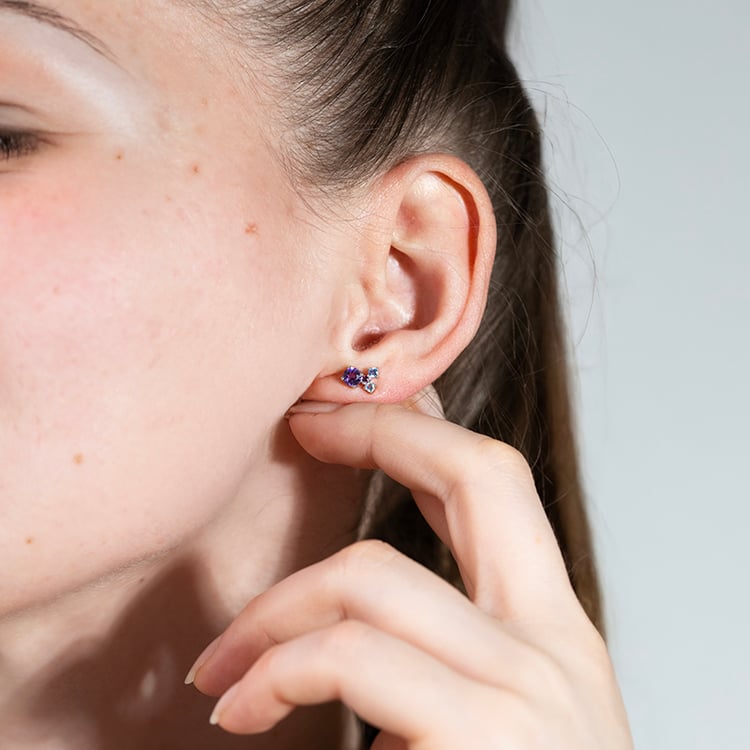 Lila Cluster Ohrringe mit Amethysten und Edelsteinen Kerrie 150944