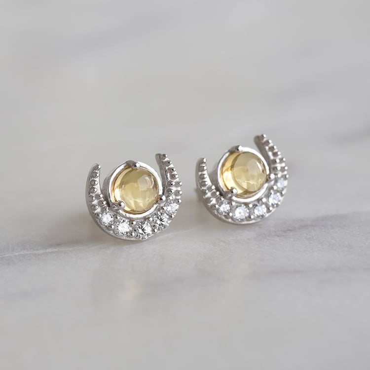 Silberne Ohrringe mit Citrinen und Zirkonia Timber 86205