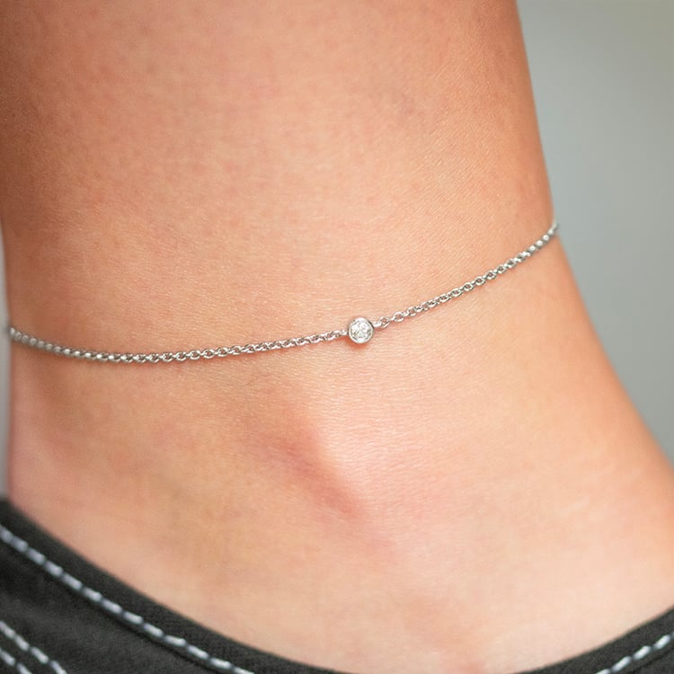 Minimalistisches Fußkettchen aus Silber mit Lab Grown Diamanten Aimie 140795