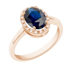 Halo Verlobungsring mit ovalem Saphir und Diamanten Arya