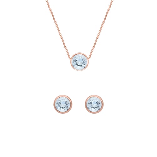 Goldenes Schmuckset mit Aquamarinen Omame