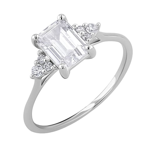 Verlobungsring mit Moissanit und Lab Grown Diamanten Miha