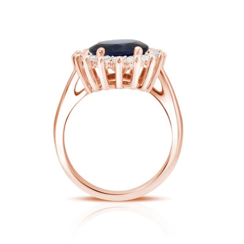 Goldener Ring mit blauem Saphir und Diamanten Tubiah