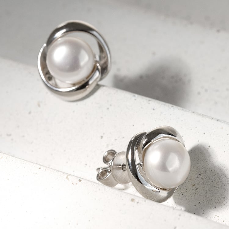 Silberne Ohrstecker mit Perlen Maria 121835