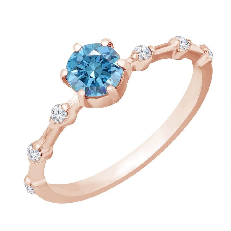 Ring mit einem zertifizierten fancy blauen Lab Grown Diamanten und weißen Lab Grown Diaman 118315