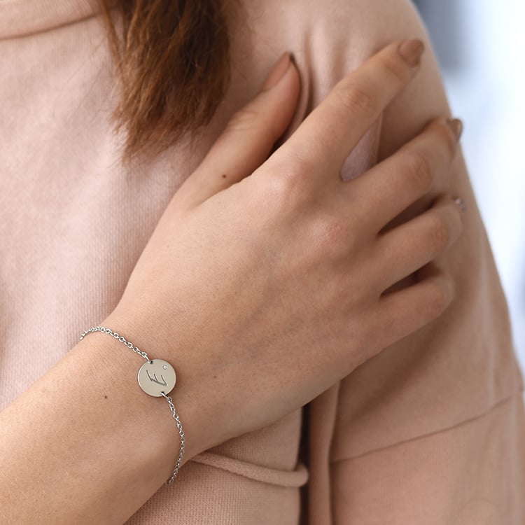 Silberarmband mit Diamant und Buchstabengravur Dian 61726