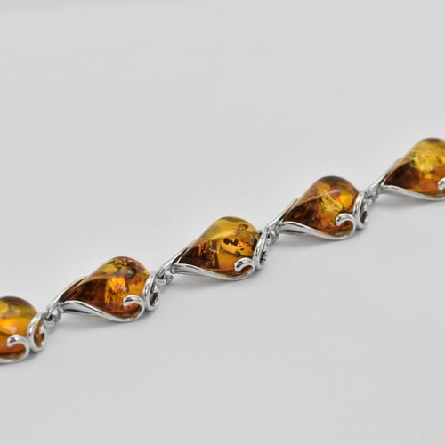 Silbernes Armband mit Bernsteinen Alarich
