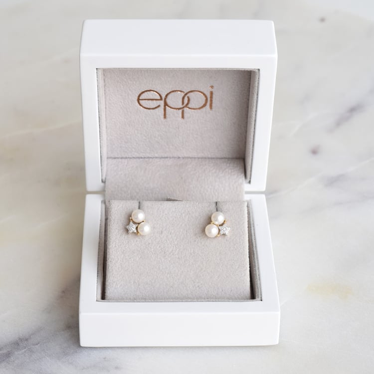 Perlenohrringe mit Diamanten-Stern Tevye 86920