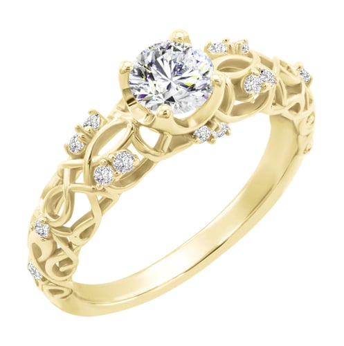 Vintage Verlobungsring in Gold mit Lab Grown Diamanten und Moissanit Chantal