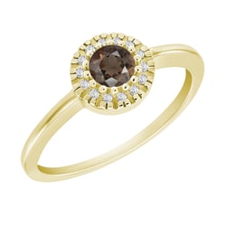 Goldring mit Rauchquarz und Diamanten Tafne