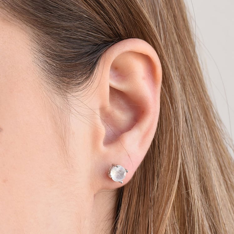 Goldene minimalistische Ohrringe mit Mondsteinen Bernice 79983