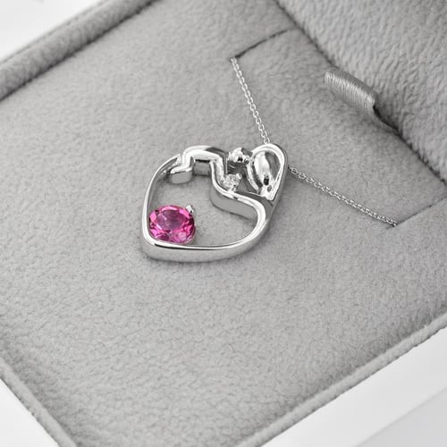 Anhänger Mutter und Kind mit rosa Turmalin und Diamant Ella