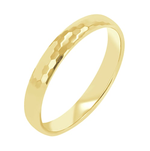 Goldene Eheringe mit Hammerschlag-Motiv Trevino